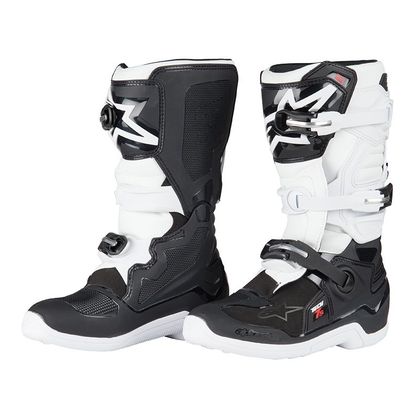Botas de motocross Alpinestars TECH 7S BLACK WHITE ENFANT  - Negro / Blanco Ref : AP10680 