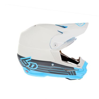 Casco de motocross 6D Helmets ATR-1 SPLIT CYAN 2023 - Blanco / Azul