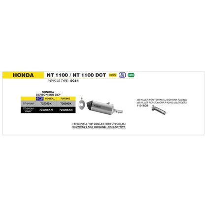 Silencieux Arrow SONORA TITANE Racing - Gris