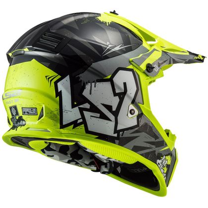 Casco de motocross LS2 MX437 - FAST EVO - CRUSHER - BLACK H-V YELLOW 2023 - Negro / Amarillo