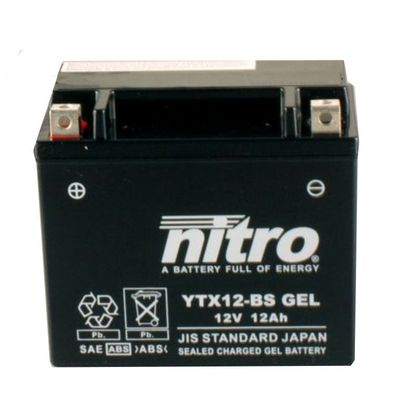 Batterie Nitro NTX12 SLA/YTX12-SLA FERME TYPE ACIDE SANS ENTRETIEN/PRÊTE À L'EMPLOI