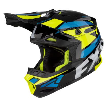 Casco de motocross FXR BLADE FORCE BLACK/HI VIS/BLUE 2021 - Negro / Amarillo Ref : FXR0068 