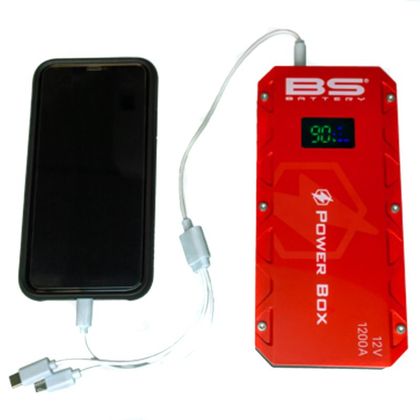 Arrancador de batería BS Battery Power Box PB-02 con cargador USB universal - Rojo / Negro