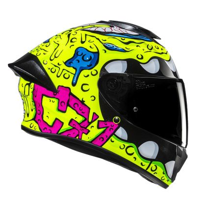 HJC C71 - SQUEEZE GRAPHIC Full-face helmet - Yellow / Rose