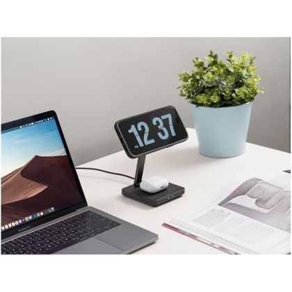 Support Smartphone Quad Lock Maison/Bureau - Double chargeur à induction MAG - Noir