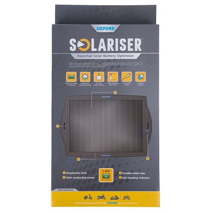 Chargeur Oxford Solaire SOLARISER pour batterie 12v universel - Noir