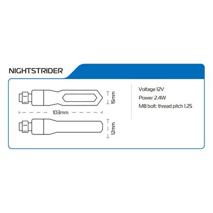 Indicatore di direzione Oxford NightStrider LED SEQUENZIALI (incluse 2 resistenze) universale - Nero