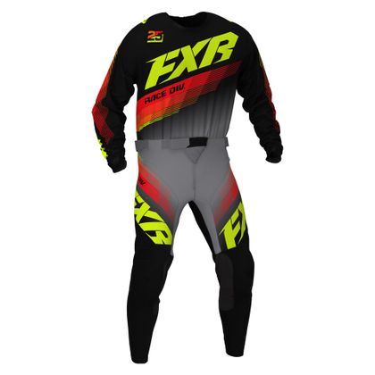 Camiseta de motocross FXR CLUTCH BLACK/GREY/HI VIS/ NUKE RED 2021