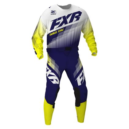 Camiseta de motocross FXR CLUTCH WHITE/NAVY/YELLOW - Blanco / Azul
