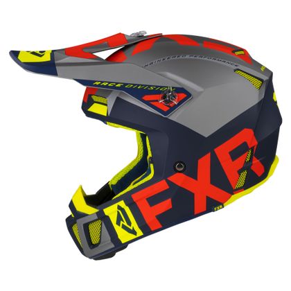 Casco de motocross FXR CLUTCH EVO NAVY/GREY/NUKE/HI VIS 2021 - Azul / Gris