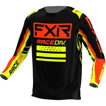 Camiseta de motocross FXR CLUTCH BLACK/NUKE RED/HIVIS ENFANT - Negro / Rojo