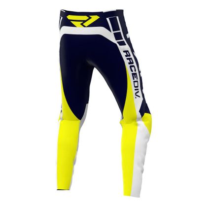 Pantalón de motocross FXR CLUTCH PRO MIDNIGHT/WHITE/YELLOW 2022 - Azul / Blanco
