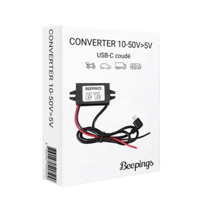 Convertidor Beepings 10&nbsp;V-50&nbsp;V VERS. USB-C 5V CON CODO PARA BEEPINGS ZEN
