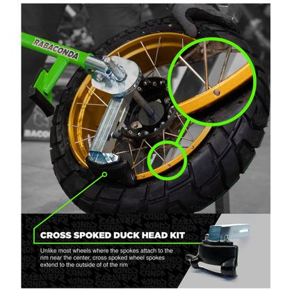 Rabaconda für Kreuzspeichenräder für Street Bike Tire Changer Entenkopf Universell