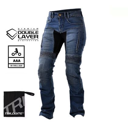 Trilobite PARADO DOUBLELAYER LADIES Jean Moto - Regular - Blue Ref : TRI0119 
