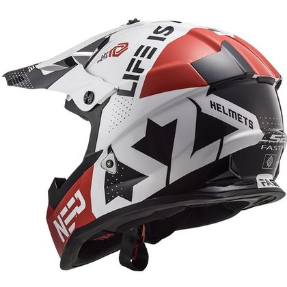 Casco de motocross LS2 MX437 - BLOCK - WHITE RED 2019