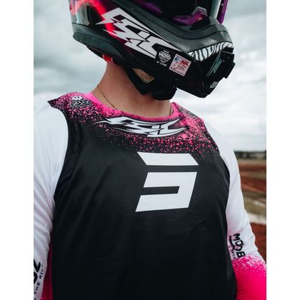 Maillot cross Shot CONTACT FSLC MOTOBLOUZ 2026 - Rose / Noir