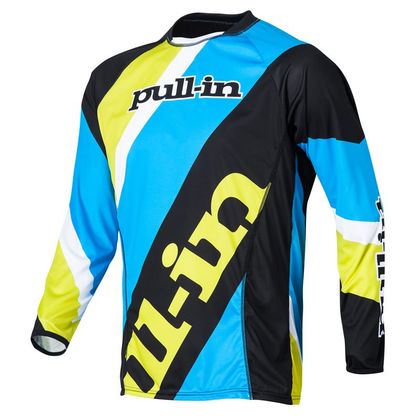 Camiseta de motocross Pull-in STRIPES ML  - CYAN/LIME 2015 Ref : PUL0063 
