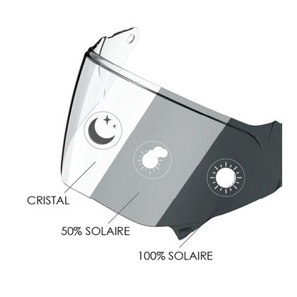 Ecran casque ROOF Photochromique - RO200/RO200 S - Incolore / Noir Ref : RO0404 / 61309700 