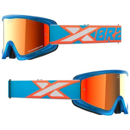 Gafas de motocross EKS GOX FLAT OUT MIRROR CYAN/FLO ORANGE/WHITE - RED MIRROR 2023 - Azul / Naranja