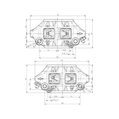 Etriers de frein Accossato radial monobloc forgé 108mm avec plaquettes frittées Universel - Bleu