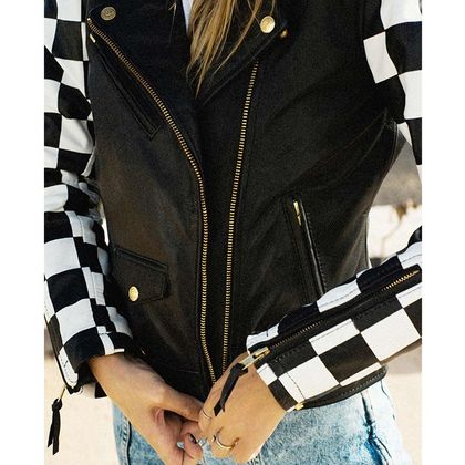 Eudoxie EVE BETH Motorradjacke - Schwarz / Weiß