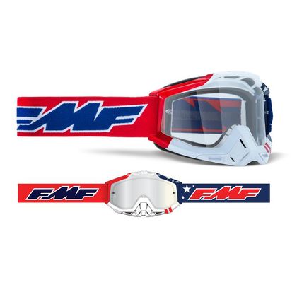 Masque cross FMF VISION POWERBOMB US OF A 2022 - Bleu / Rouge