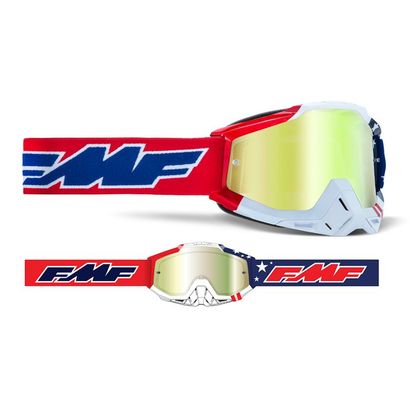 Gafas de motocross FMF VISION POWERBOMB US OF A IRIDIUM 2022 - Azul / Rojo