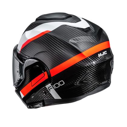 Casque modulable HJC F100 CARBON - ASKAN MAT - Noir / Orange