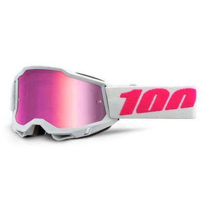 Gafas de motocross 100% ACCURI 2 - KEETZ - IRIDIUM PINK - ENFANT - Blanco / Rosa Ref : CE1124 / 50025-00007 