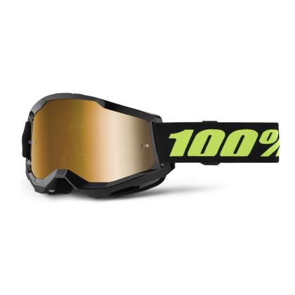 Gafas de motocross 100% STRATA 2 Solar Eclipse -  Mirror True Gold 2024 - Negro / Amarillo