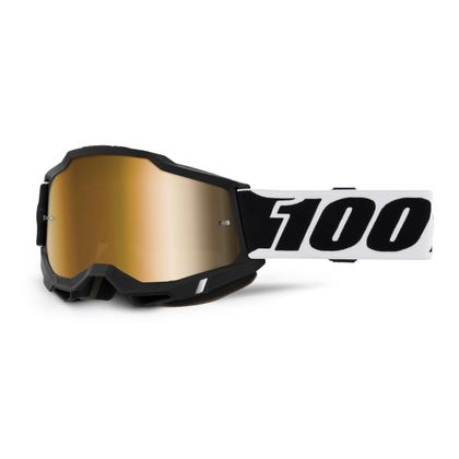 Masque cross 100% ACCURI 2 BLCK001- Mirror True Gold 2027 - Noir / Blanc
