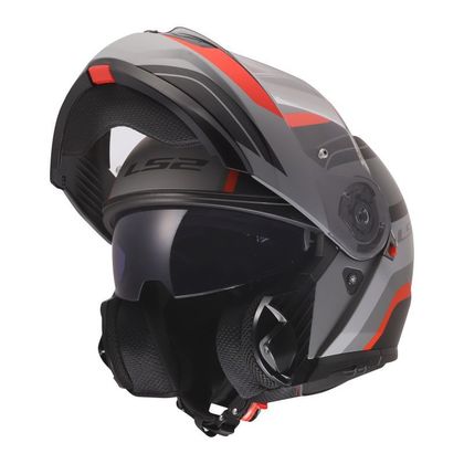 LS2 FF908 STROBE II - MONZA Modularer Helm - Schwarz / Rot Ref : LS0857 