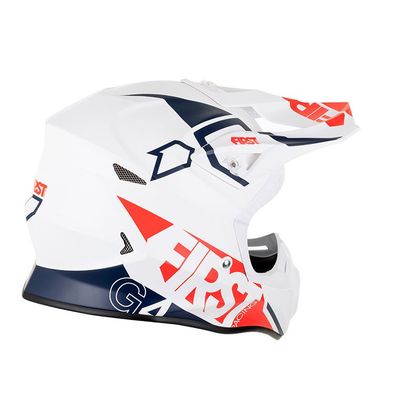 Casque cross First Racing G4 FIBRES - WHITE RED BLUE 2021