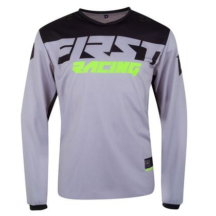 Camiseta de motocross First Racing DATA EVO - GREY BLACK FLUO 2021 Ref : FR0768 