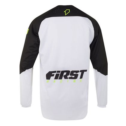 Camiseta de motocross First Racing SCAN RACE - WHITE BLACK FLUO 2021