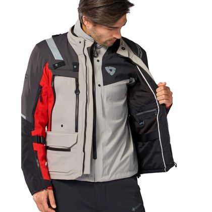 Rev it Defender 4 GORE-TEX® Motorradjacke - Grau / Rot
