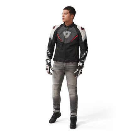 Blouson Moto Rev it QUANTUM 3 AIR - Gris / Rouge