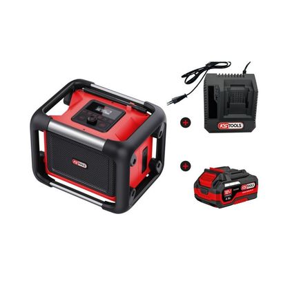 Enceinte KS Tools de chantier avec batterie 18V 4Ah et chargeur rapide Universel
