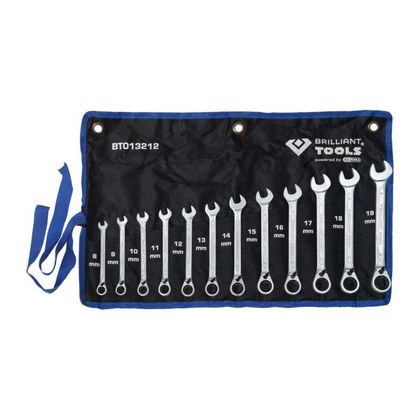 Brilliant Tools omkeerbare ratel, 12 stuks, 8 - 19mm Combinatiesleutel Universeel Ref: BTO0033 / BT013212 