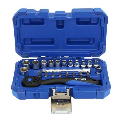 Brilliant Tools 1/4'' Socket and Ratchet Set, 23 pcs Universal Socket