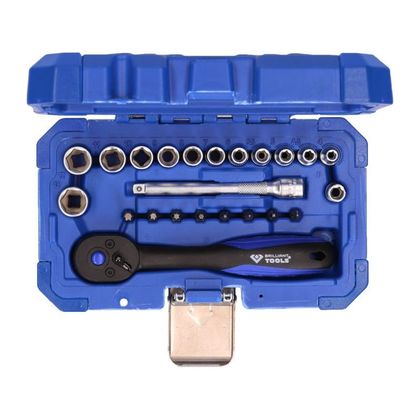 Brilliant Tools 1/4'' Socket and Ratchet Set, 23 pcs Universal Socket
