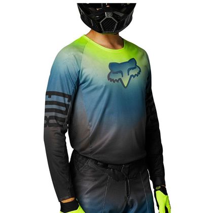 Camiseta de motocross Fox AIRLINE REEPZ - BLACK YELLOW 2023 - Negro / Amarillo