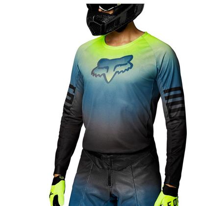 Camiseta de motocross Fox AIRLINE REEPZ - BLACK YELLOW 2023 - Negro / Amarillo Ref : FX3336 