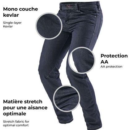 Vaqueros moto Furygan KALVIN X KEVLAR® - Slim - Azul / Blanco