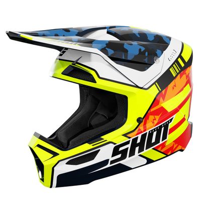 Casque cross Shot FURIOUS - FLASH 2025 - Bleu / Jaune Ref : SO3056 