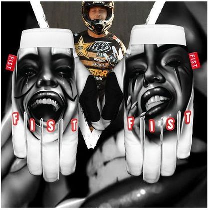 Guantes de motocross Fist Handwear STRAPPED CREED NO RISK 2023 - Blanco / Negro