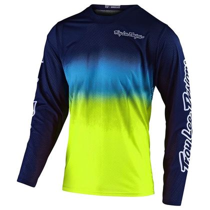 Camiseta de motocross TroyLee design GP AIR - STAIN'D -  BLUE YELLOW 2020 Ref : TRL0636 