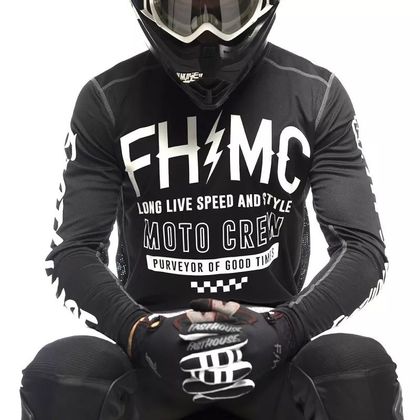 Camiseta de motocross FASTHOUSE GRINDHOUSE CYPHER BLACK 2022 - Negro / Blanco