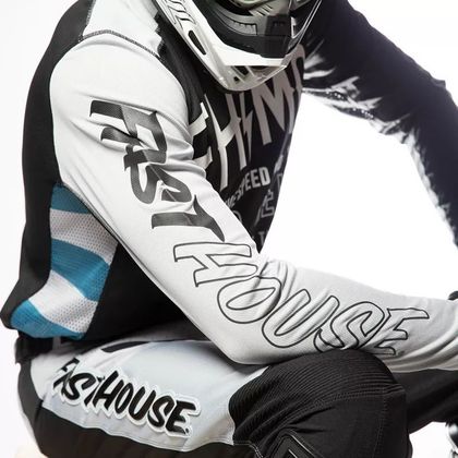 Camiseta de motocross FASTHOUSE GRINDHOUSE CYPHER BLACK/SILVER 2022 - Negro / Gris